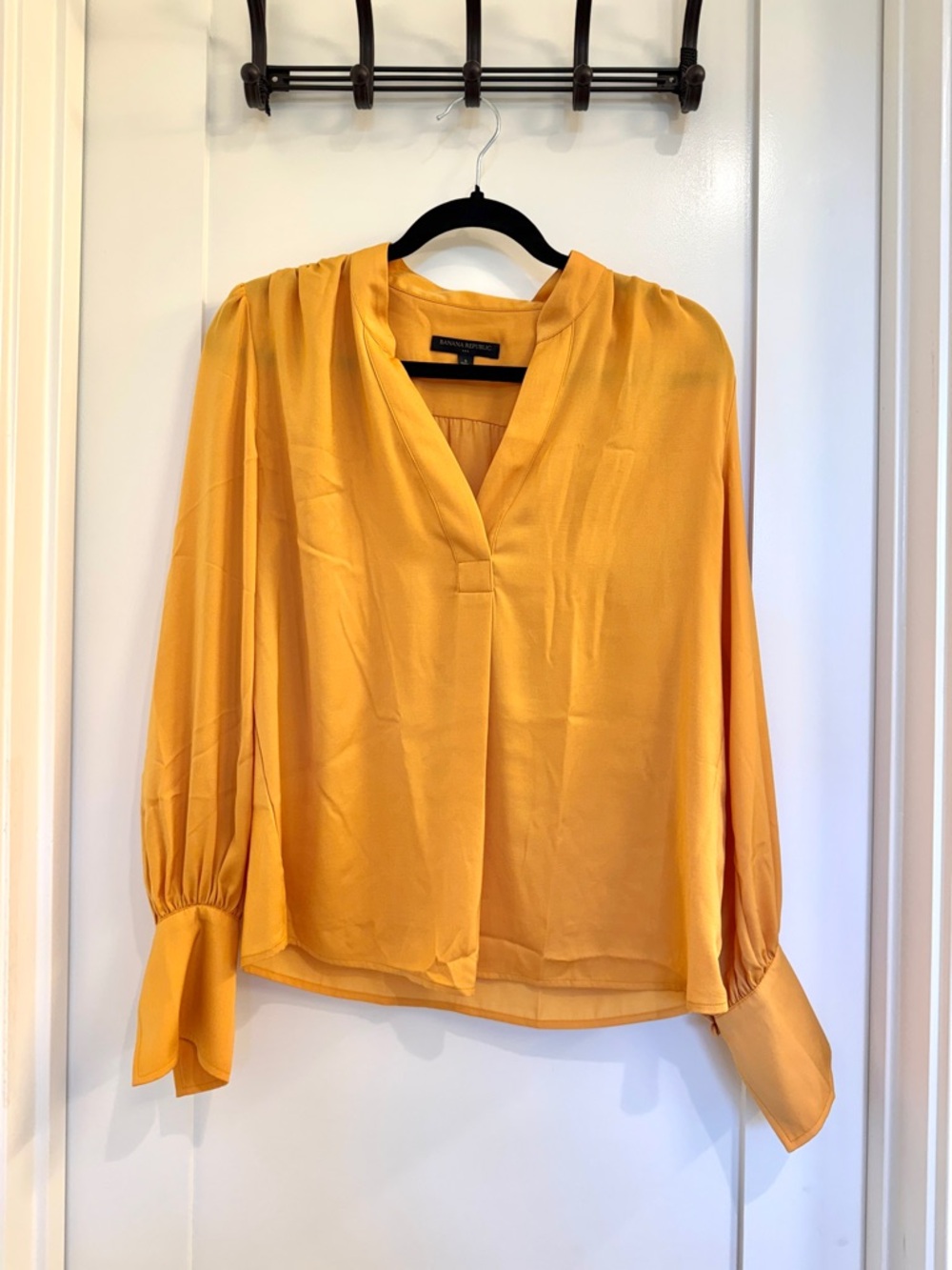 Banana Republic Golden Yellow V-Neck Satin Blouse